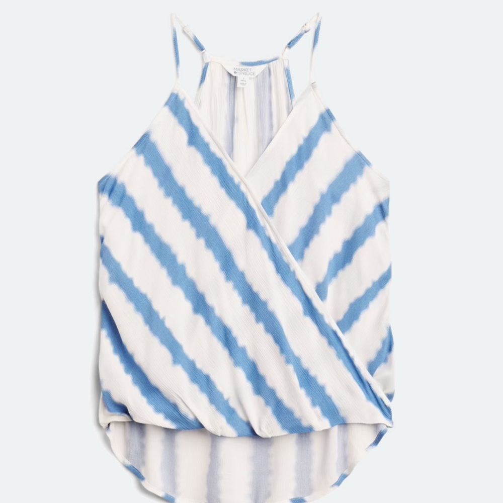 Market & Spruce Blue and White Wrap Tank Top